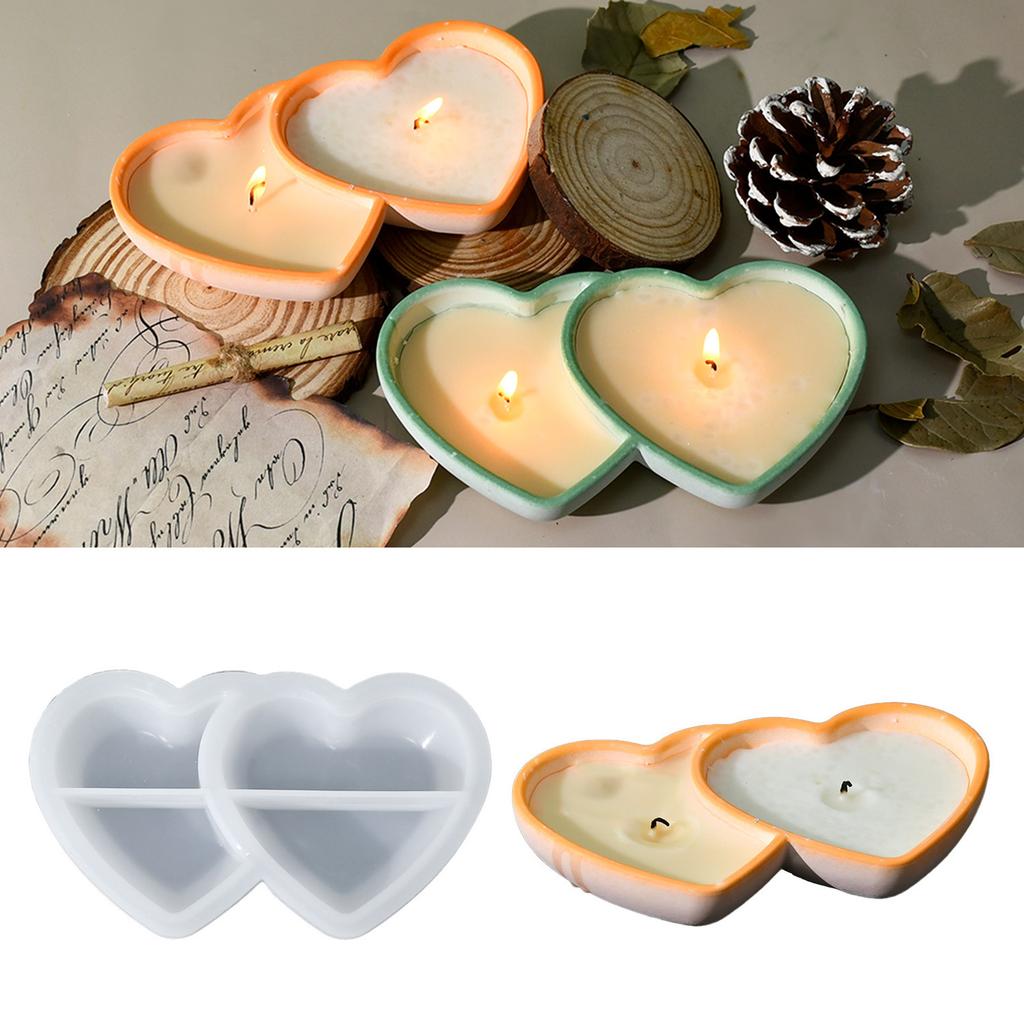 Candlestick Silicone Mold Candle Cup Molds Double Heart Candle Holder Mould Aromatherapys Container Decorations Moulds
