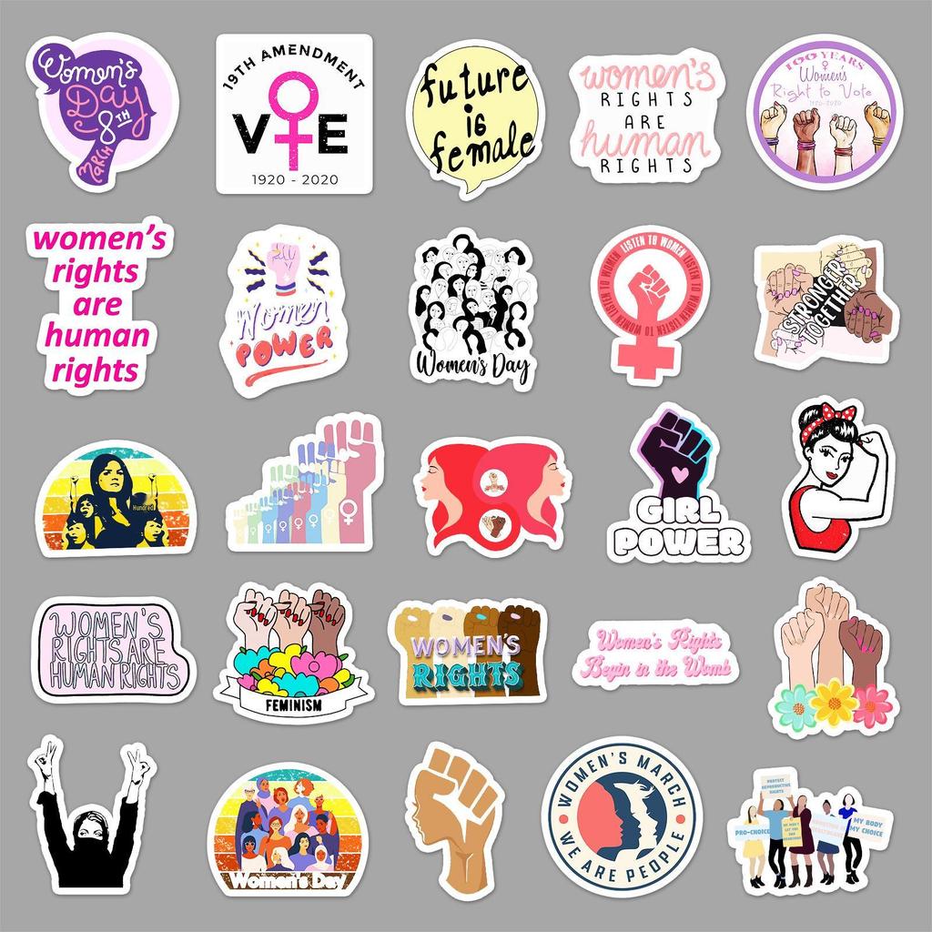 50 Feminist Cartoon Stickers: Waterproof Decals for Skateboards, Laptops, Cars, and Motorcycles Decoration.