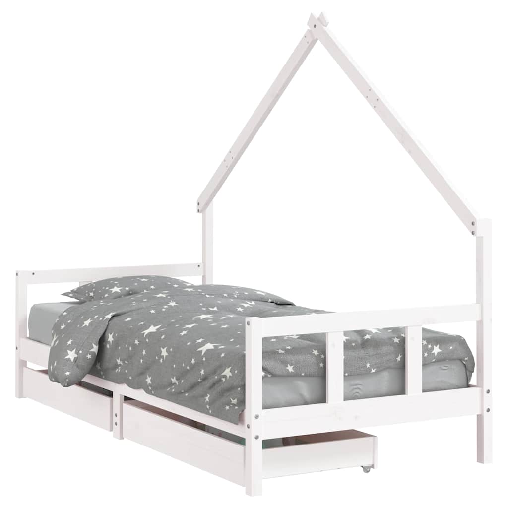 Children s Bed with Drawers White 90x200 cm Solid Pine Wood