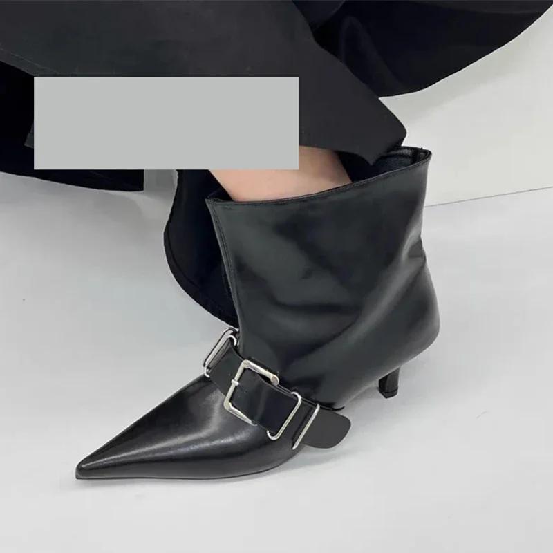 Mode Damen Spitzzehen-Stiefeletten Winter Designer Slingback Schuhe 2024 Mode Neue Chelsea Boots Sexy Kleid Goth Marke Mujer Zapatos