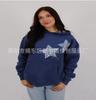 Unisex Hoodie Crew Neck Long Sleeve Oversized Sweatshirt Streetwear Leopard Star Patchwork Pullover Top