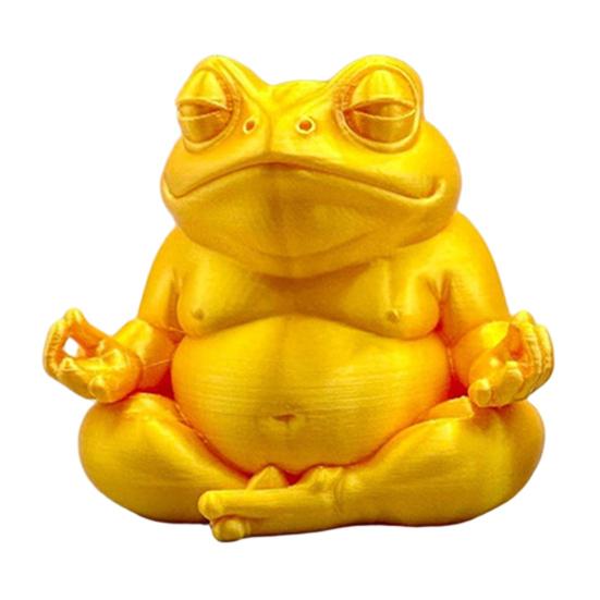 

Дзен Лягушка Орнамент Лягушка Сидящая в Медитации Фигурка 3D Печатная Настольная Статуэтка Лягушки для Украшения Дома Офиса Книжных Полок Шкафа золотистый