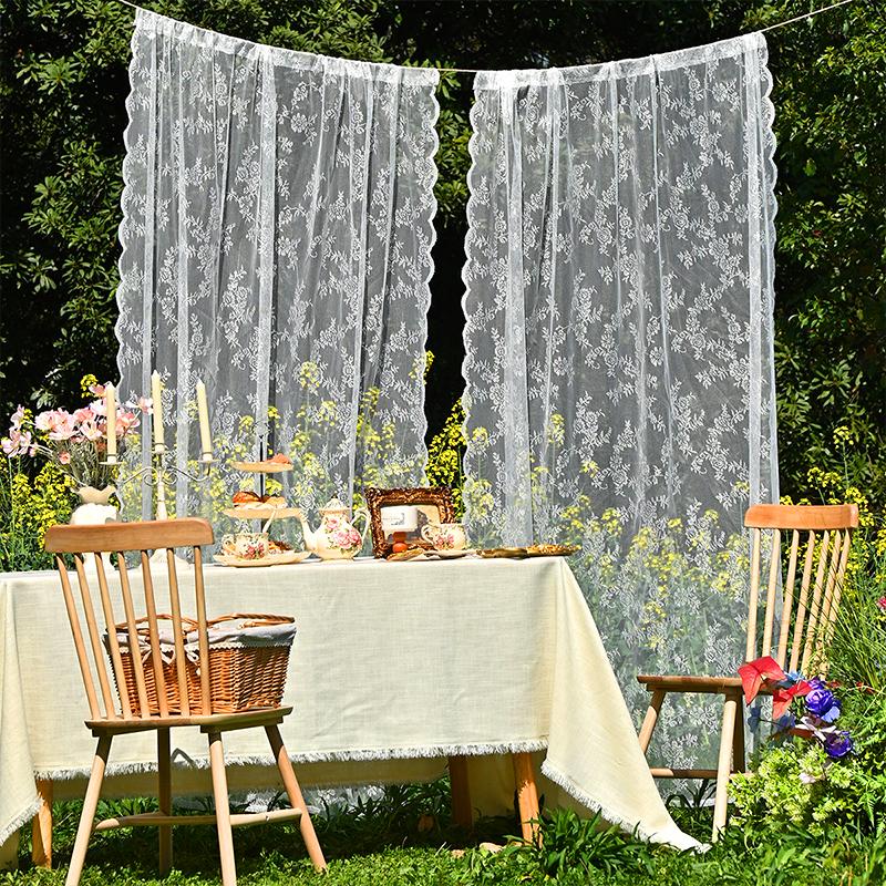 1PC Semi-Shading Elegant Gauze Curtain French Style Curtain Home Decoration Lace Material Exquisite 100x100/140/200cm  150x180cm