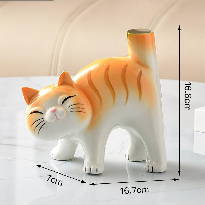 Cute Ceramic Cat Vase Hydroponic Vase Desktop Ornament Home Decor Garden Decoration