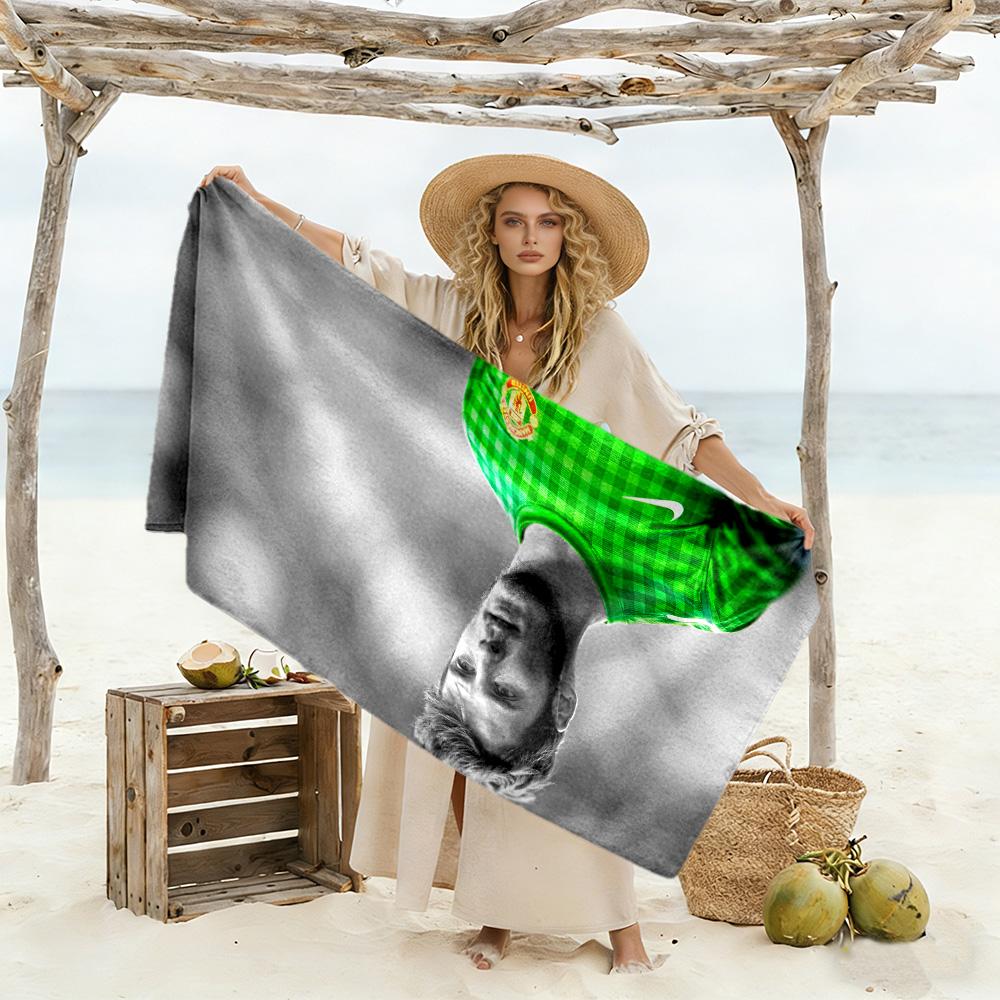 Goalkeeper Green Jersey Beach Towel Super Soft Microfiber Quickdry Fabric Comfortable Lightweight
