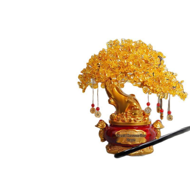 Citrine Money Tree Ornament for Living Room and Wine Cabinet Decoration – Wealth-Attracting Gift