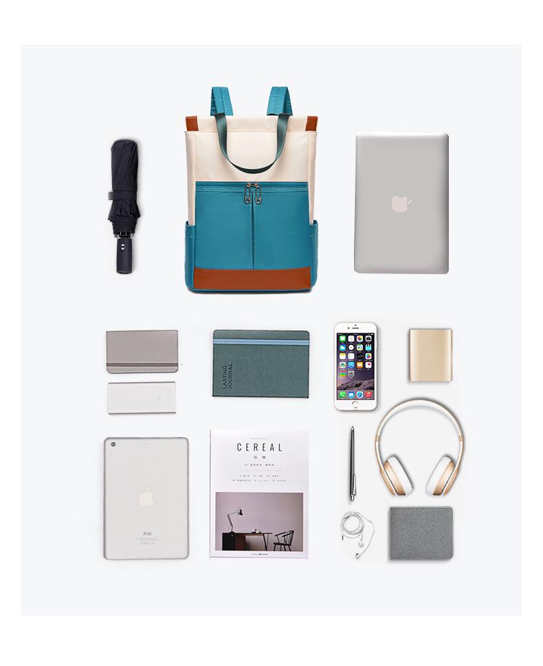 Stylish Color Block Women's Backpack - 2026 Large Capacity, Lightweight, Anti-theft, Double Shoulder, Perfect for Commuting, Travel, and School.