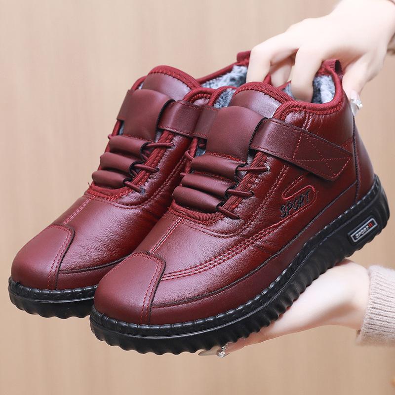 

Старые пекинские хлопковые туфли женские зимние бархатные теплые для пожилых мам, туфли для пожилой женщины, хлопковые ботинки, нескользящая мягкая подошва, бабушка 40 красный