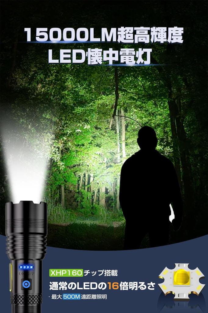 Powerful LED Flashlight Rechargeable with 5800mAh 26650 High Handheld Zoom COB IPX6 Maglite Magnetic LED Compatible with AAA for Power Disaster and