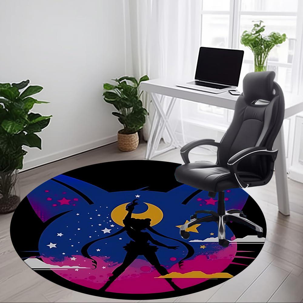 1pc Sailor Moon Eternal Office Round Area Rug, Indoor Mat Suitable For Office, Under Office Chairs Bedroom Living Room Home Decor, Room Deco