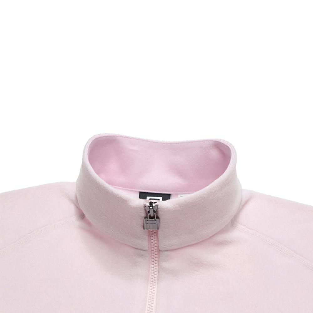FILA Ski Series Fashion Simple Sports Casual Versatile Warm Fleece Long Sleeve Regular T-Shirt Women Tops Pink A11W546201FLP