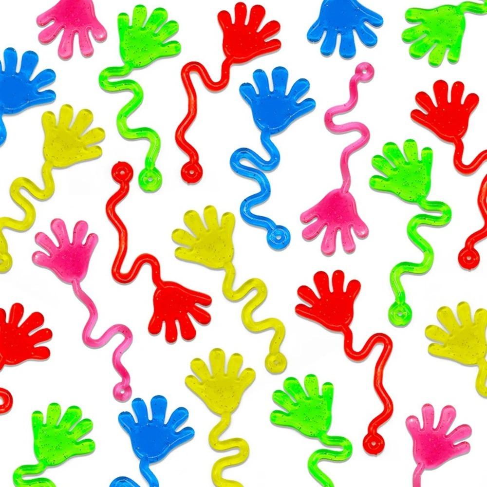 10-30pcs Funny Sticky Hands Toy For Kids Colorful Palm Elastic Sticky Toys Squishy Stress Relief Toys Novelty Gift Party Favors