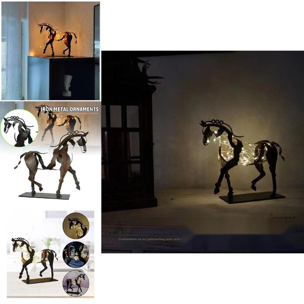 Eisen-Tierfigur mit LED-Licht für Wohnzimmer- oder Bürodekor