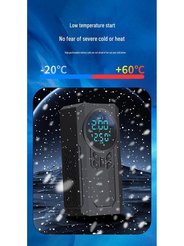 Portable Wireless Air Pump & Power Bank: Multi-Function Digital Display Tire Inflator with Emergency Power Supply