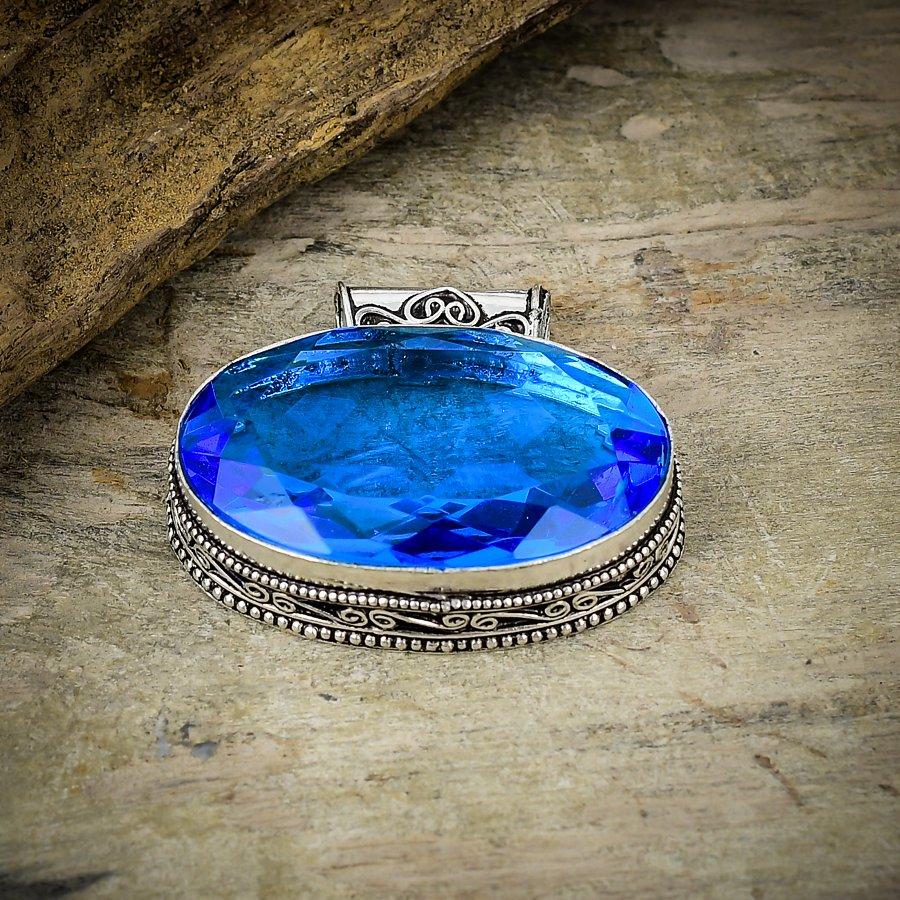 Tanzanite Quartz Gemstone 925 Sterling Silver Jewelry Pendant 1.38" M-138