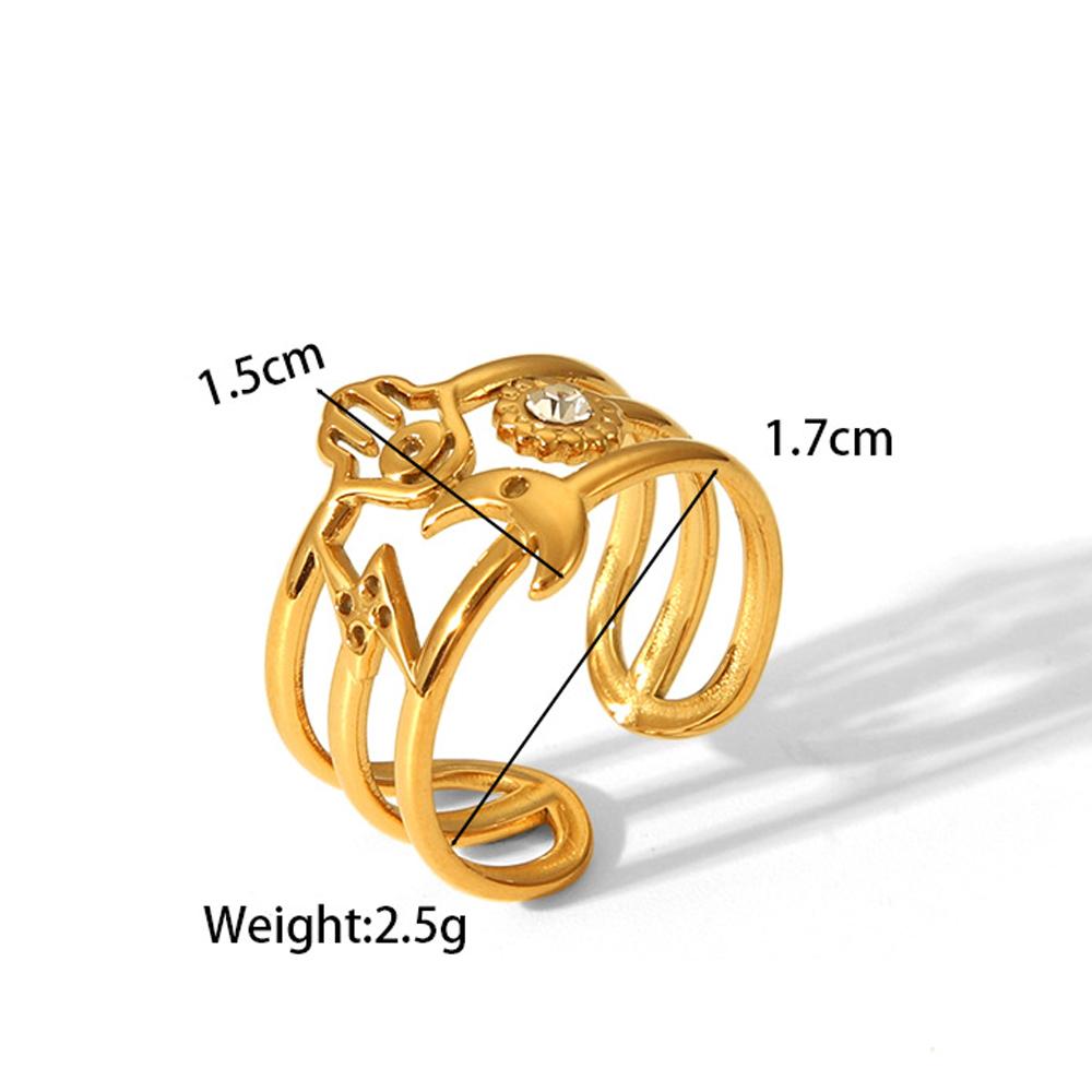 Yori New Stainless Steel Jewelry Minimalist Metal Golden 18 K PVD Plated Opening Ring for Women Waterproof Metal Jewelry