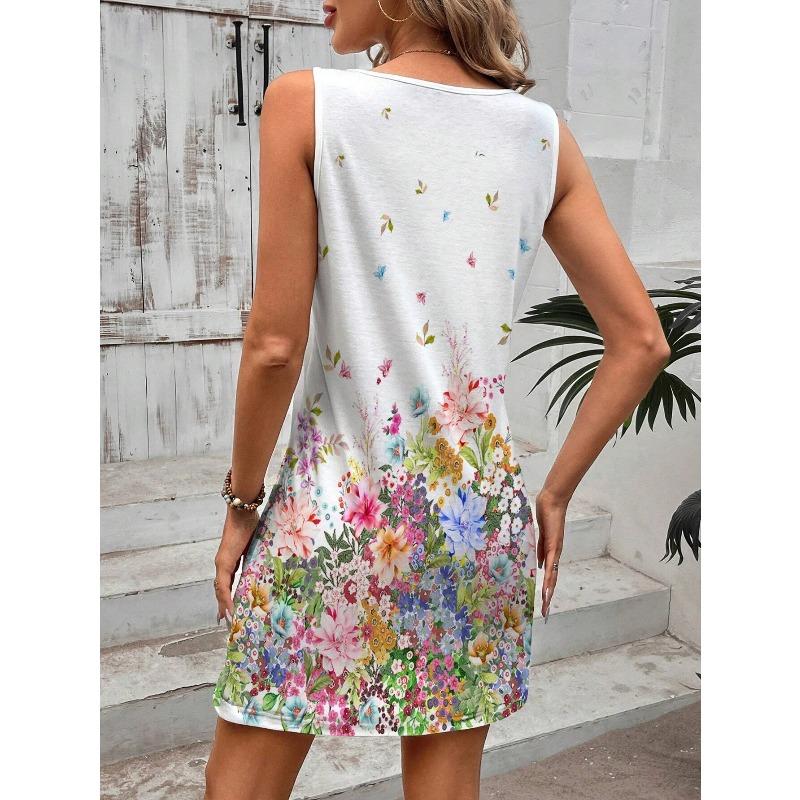 Comfortable Simple Sleeveless Dress Fashionable Printing Versatile Casual Dresses