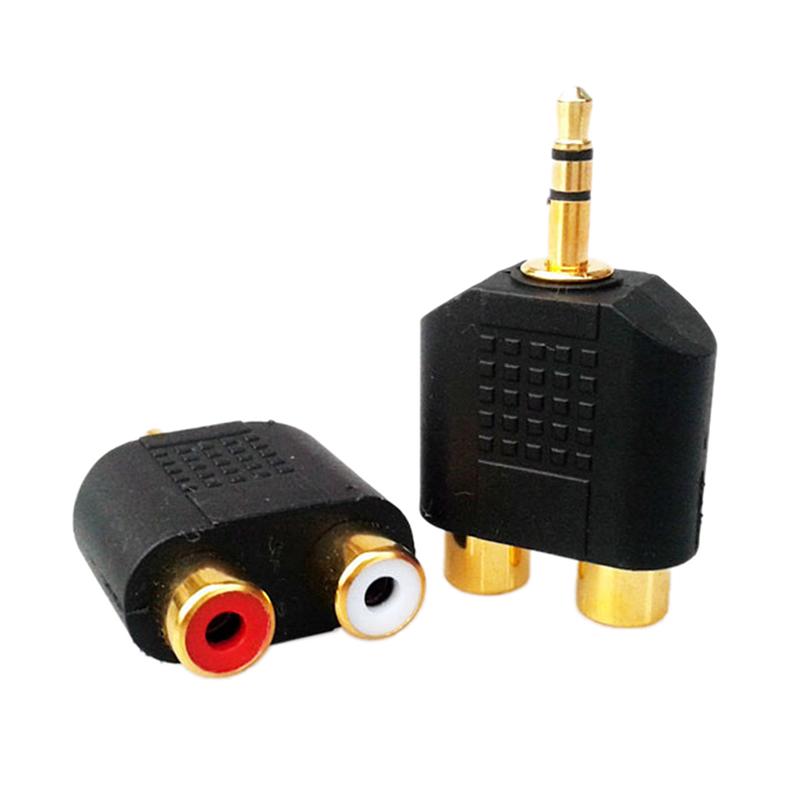 Stereo RCA Splitter Connector 3.5 Mm Male To 2 Female Audio Adapter For Computer Speaker Earphone Headphone