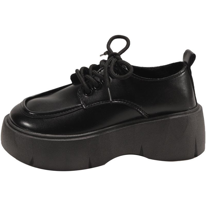 

Маленькі шкіряні туфлі на платформі у британському стилі, жіночі весна 2025, нові лаковані туфлі у французькому стилі в стилі ретро на шнурівці з круглою головою 40