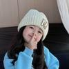 Korean Style Ins Style P Letter Hat Trendy and Fashionable Sweet and Cool Style Woolen Hat Solid Color Thickened Wool Blended Knitted Hat