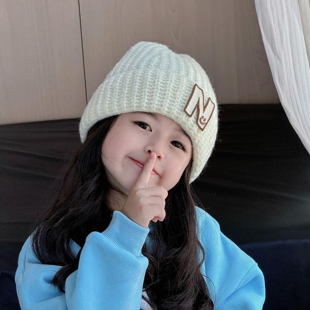 Korean Style Ins Style P Letter Hat Trendy and Fashionable Sweet and Cool Style Woolen Hat Solid Color Thickened Wool Blended Knitted Hat