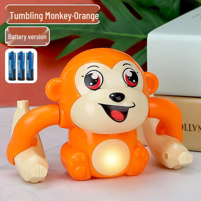 TikTok Electric Tumbling Monkey Toy for Kids – Early Education Light Music Somersault Crawling Monkey
