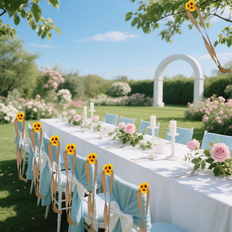 Floral Garlands For Decor Sunflower Fake Garland Rustic Realistic Flower Ribbon Decoration For Indoor Outdoor Wall Table Fence