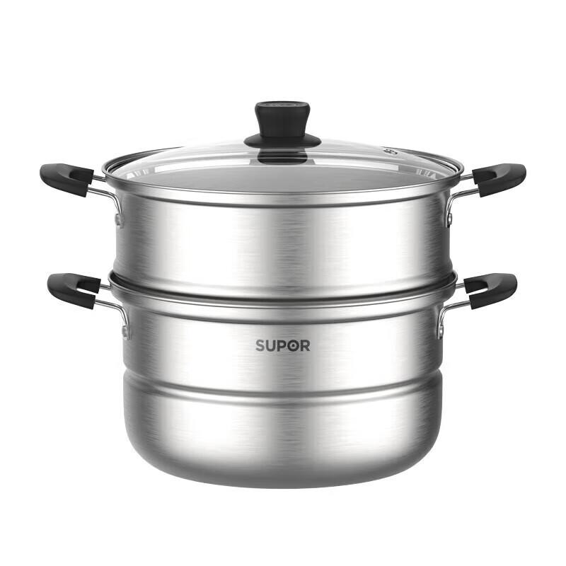 SUPOR Warm Home 26cm Red Dot Frying Pan & Steamer