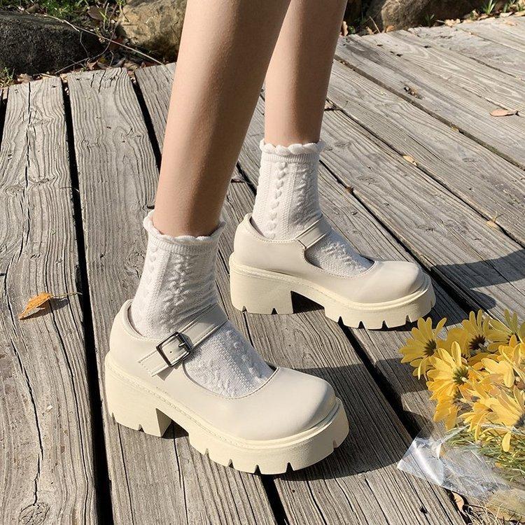Mary Jane Small Leather Shoes New Platform British Style Women's Shoes Spring and Autumn Versatile Skirt High Heel Single Shoes