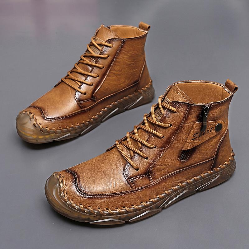 TUINANLE Podzimní pánské martensky Velká velikost Kožené pánské kotníkové boty Trendy pánská obuv