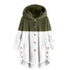 Jachetă de damă la modă, patchwork, largă, cu glugă, plușată, cu nasturi, cu mâneci lungi, largă, călduroasă