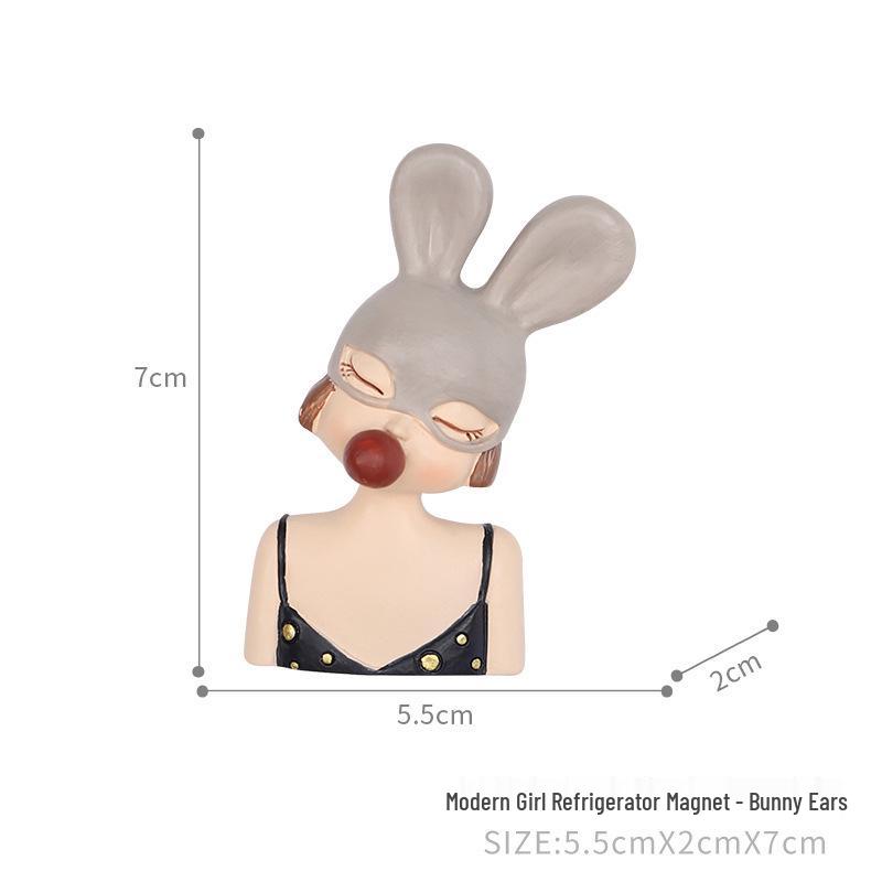 Creative 3D Resin Cartoon Girl Refrigerator Magnet Memo Sticker