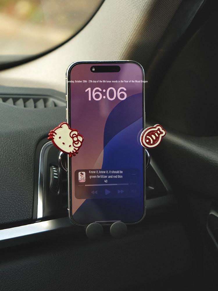 Bowknot Kitten Car Phone Holder: Multi-functional Air Vent Stand for Easy One-Hand Use