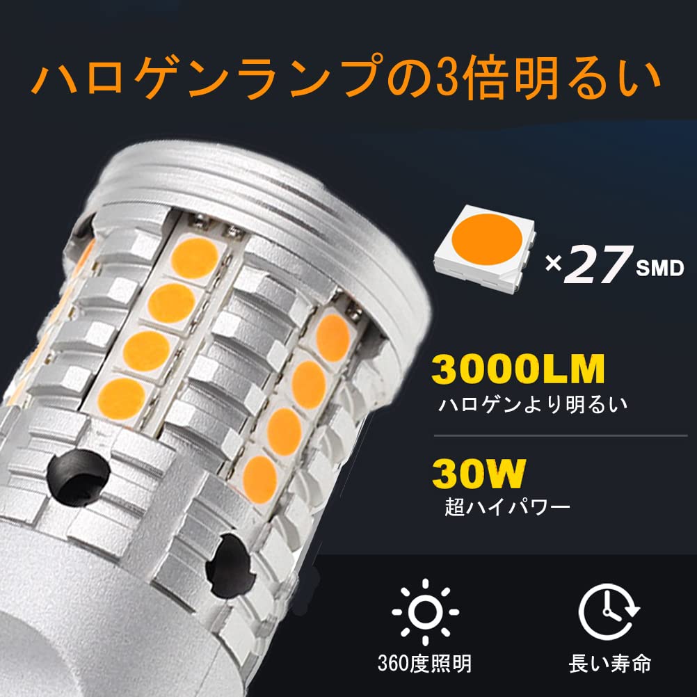 Prius 50 Series Late Model Exclusive LED Turn Signal with Resistor 2 Set Amazing 2000LM Vehicle Inspection Compliant Amber PRIUS Toyota Compatible