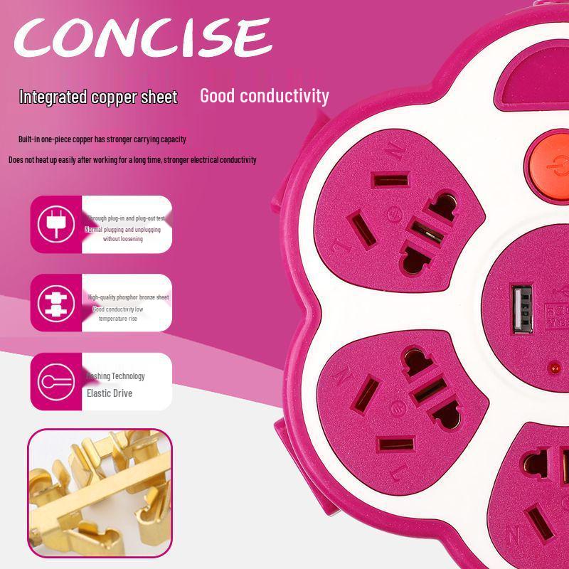 Creative USB Multi-Hole Power Strip with Anti-Leakage Socket for Dorm & Home