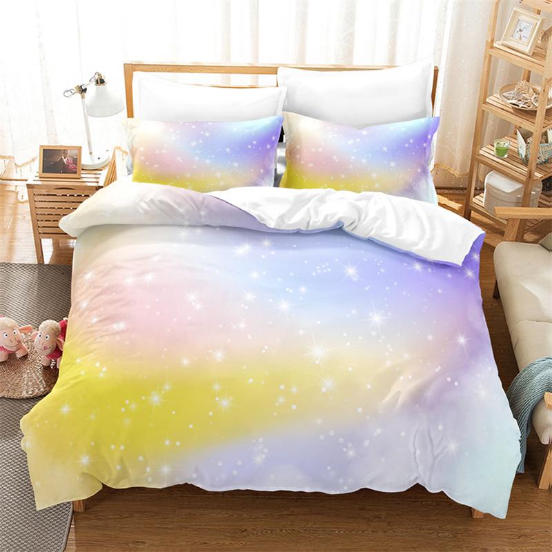 Dream Cloud Bedding Set Rainbow Sky Purple Blue Duvet Cover Queen Microfiber Comforter Cover For Kids Teens Adults Bedroom Decor