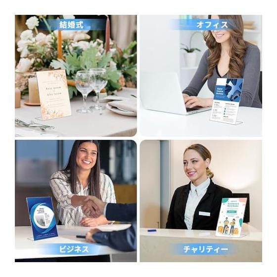 Photo Frame Acrylic Stand, Transparent, Shatterproof, Acrylic Sign Holder, Menu Stand, Pop Stand, Desktop Display, A4 Vertical L-Shape, Pack of 12,