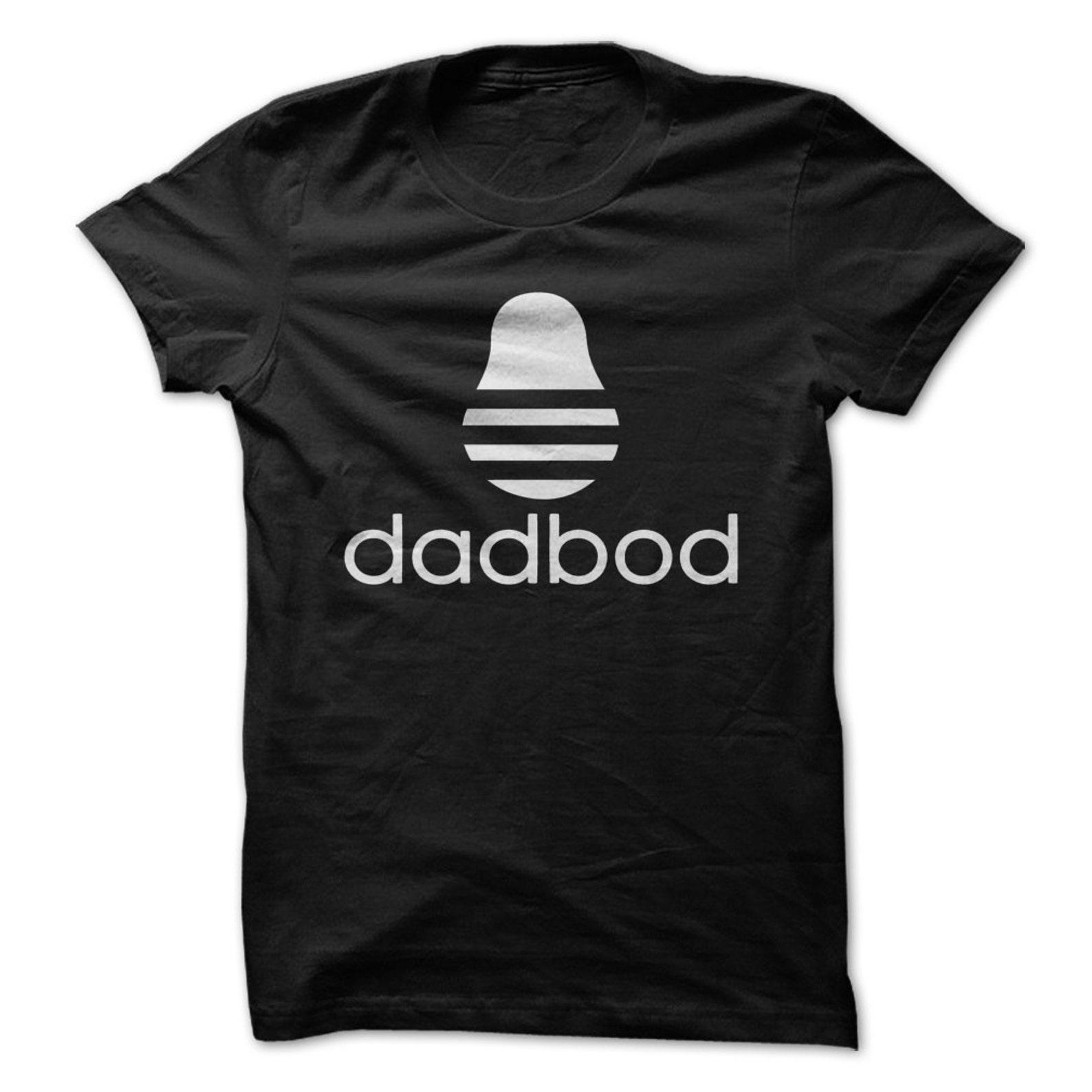 Dad Bod T-Shirt Design - Black Shirt with White Print L