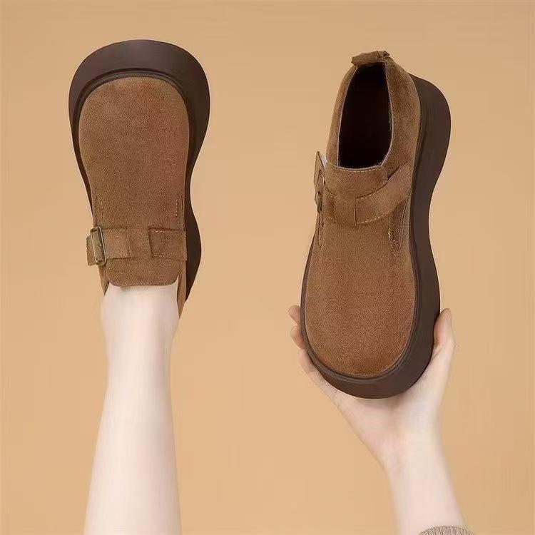 Single shoe women s 2026 new versatile French style thick sole temperament brown and velvet Boken shoes Le Fu shoes 40 верблюд 2500₽