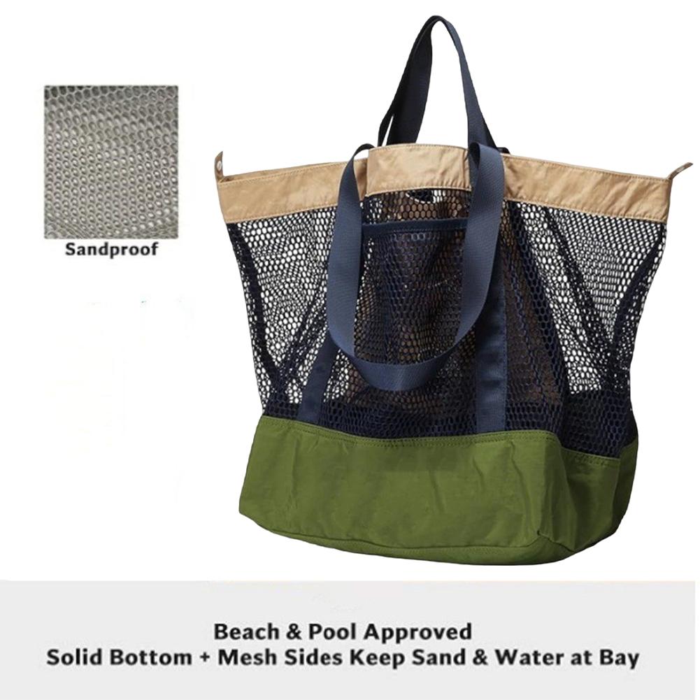 Summer Beach Mesh Bag Large Capacity Outdoor Travel Storage Bag Breathable Leisure Seaside Handbag Summer Vacation Handbag