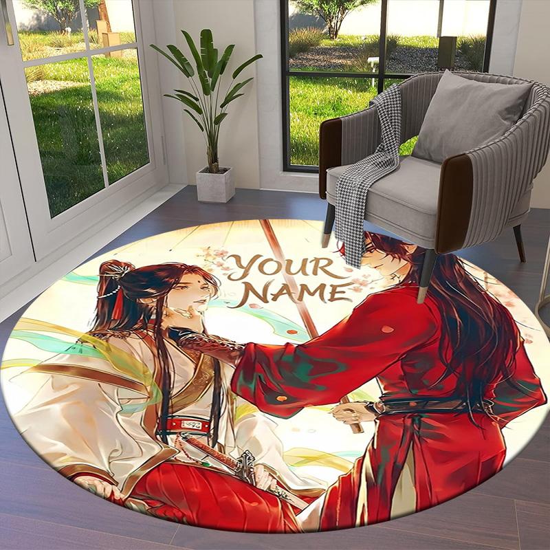 Cherry Blossom Romance Custom Name Round Area Rug Carpet Rug For Living Room Bedroom Sofa Playroom Decor Nonslip Floor Mat
