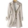 Mode Einfarbiger Trenchcoat Damen Einreihig Khaki Schwarz Rosa Beige Windbreaker Oberbekleidung Lässige Oberteile