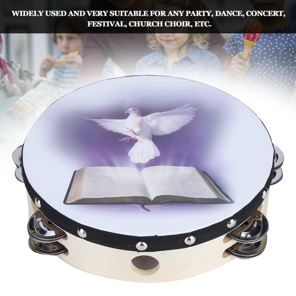 Dove pattern decoration Tambourine Percussion Instrument Music entertainment 8 inches