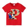 New 100%Polyester T-shirts for Children Cartoon English Letters Graphic T-shirt Boys Casual Short-sleeved Tops Kids Clothes