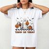 Retro Trick Or Treat Shirt Ghost Halloween T-Shirt - Funny Creepy Pumpkin Tee