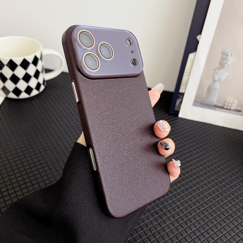 Applicable To Apple 17promax Lychee Leather Mobile Phone Case Comes with Lens Film IPhone 16 Anti Fall Pc Protection Case