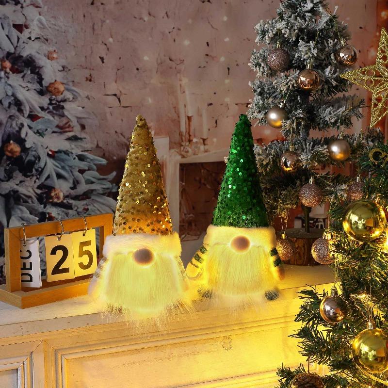 Gnome 30cm Christmas Decorations Light Up Christmas Gnomes Plush Doll Ornaments Knited Elf Dwarf Gift Home Table Decor