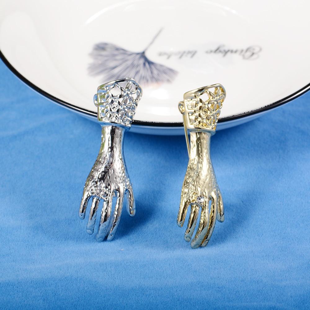 Blucome Broșe de modă în formă de mână de culoare argintie pentru guler pentru haine Clip Femei Bărbați Broșă suvenir de călătorie