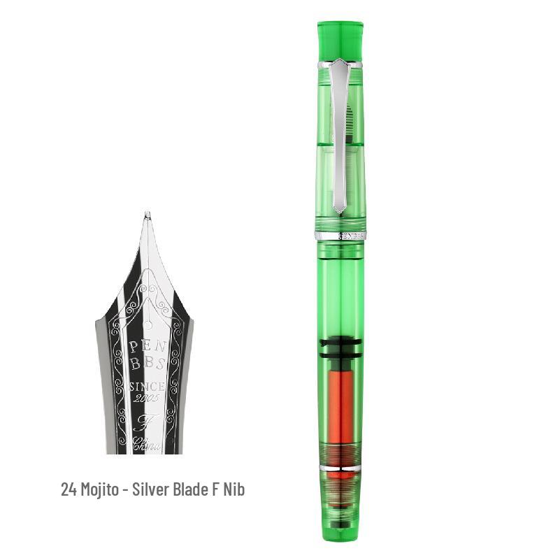 PENBBS 495 Piston Fountain Pen - Large Capacity Transparent Acrylic Unisex Writing Pen
