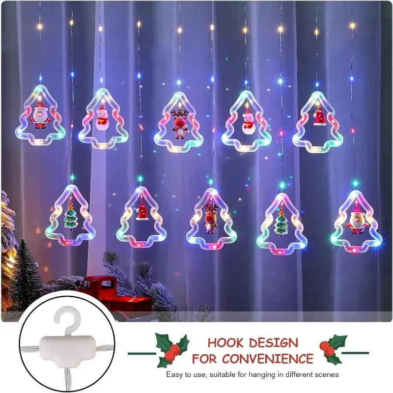 2026 Christmas Tree LED Curtain Lights for Window Decoration Party Background String Lights Holiday Home Decor Supplies